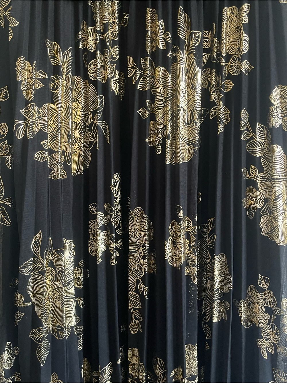 Black Maxi Halter Dress with Gold Floral Foil - Picture 2 of 4